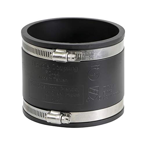 SUPPLYGIANT Supply Giant 6I49 Flexible PVC Coupling With Stainless Steel Clamps, 4", Black - Image 1