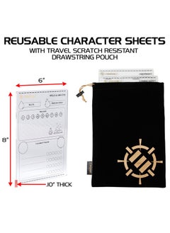 ENHANCE Tabletop Acrylic Character Sheet Set Reusable 5E Dungeons And Dragons Character Sheets (Combat Spell Equipment) For All Dnd 5E Classes Includes 3 Sheets Dry Erase Markers Travel Pouch  - Image 3