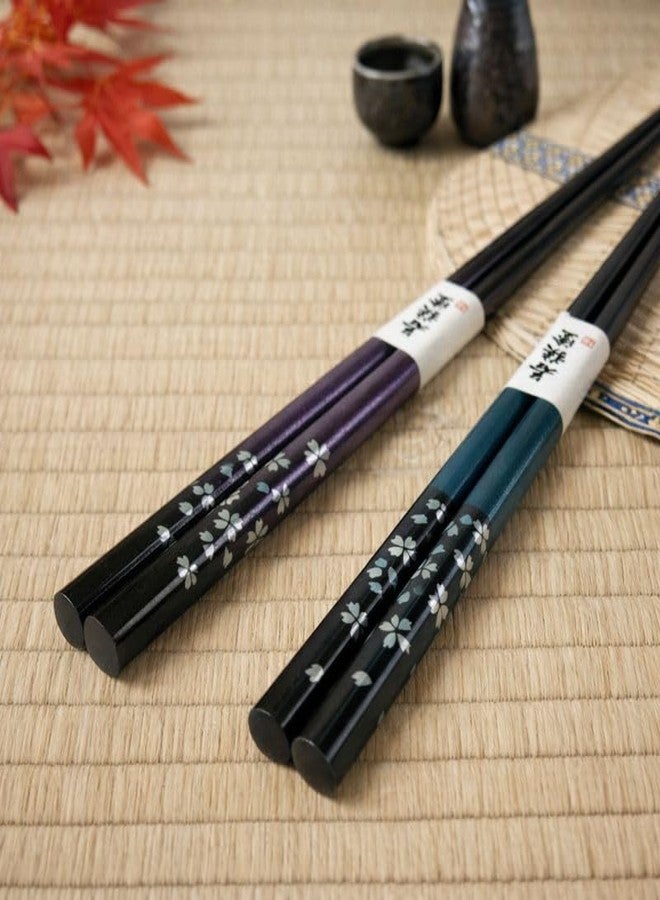 Terra Distribution Premium Japanese Chopsticks Reusable with Chopsticks Rest Set of 2 Pairs[ Made in Japan ] Traditional Lacquer Art Wooden Chopsticks (Cherry Blossom BL/PU(MK025)), Black - Image 3