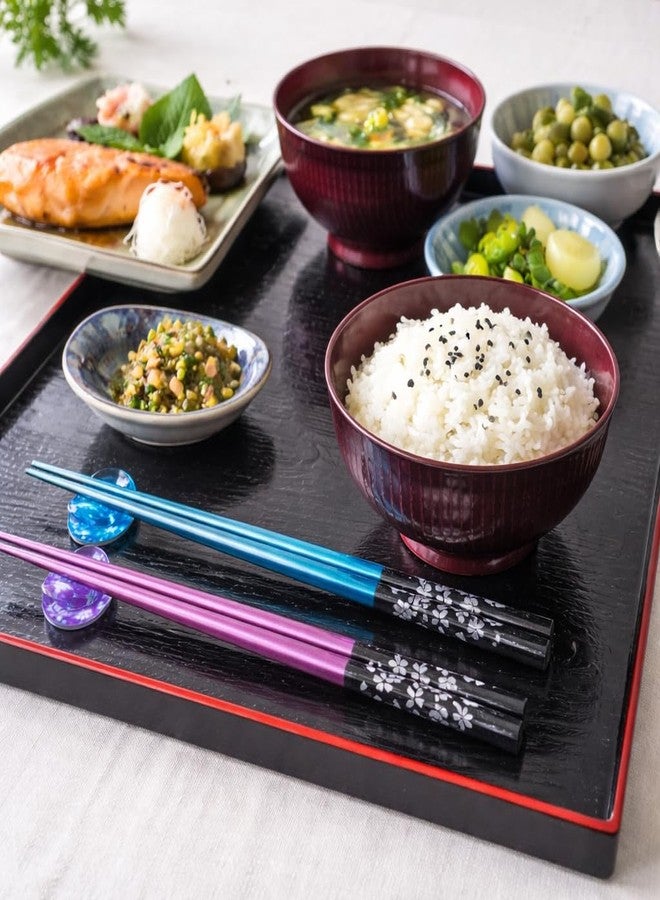 Terra Distribution Premium Japanese Chopsticks Reusable with Chopsticks Rest Set of 2 Pairs[ Made in Japan ] Traditional Lacquer Art Wooden Chopsticks (Cherry Blossom BL/PU(MK025)), Black - Image 4