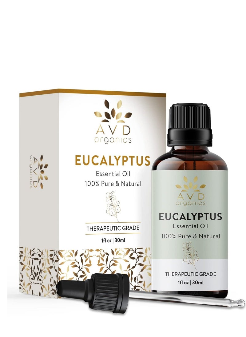 AVD Organics Avd Organics Eucalyptus Essential Oil 30ml Pure and Natural 100% Premium Therapeutic Grade Essential Oil for Bath Steam Hair 1 fl oz  - Image 2