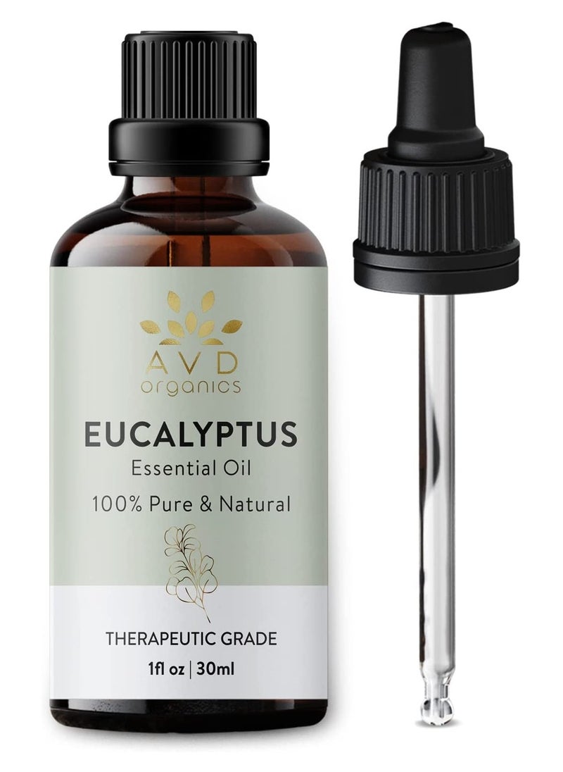 AVD Organics Avd Organics Eucalyptus Essential Oil 30ml Pure and Natural 100% Premium Therapeutic Grade Essential Oil for Bath Steam Hair 1 fl oz  - Image 1