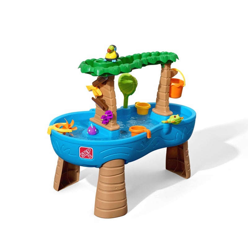 Step2 Tropical Rainforest Kids Water Tables, Outdoor Toddler Activity Table, Ages 1.5+ Years Old, 13 Piece Water Toy Accessories, Blue & Green - Image 1
