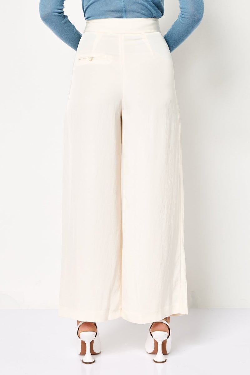 VERO MODA بنطلونات واسعة الساق عادية للنساء من فيرو مودا، بيج - Image 3