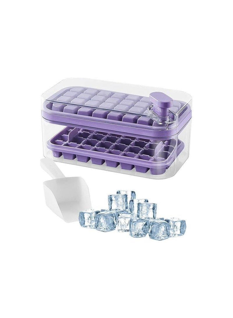 Transparent Ice Box with Lid + Scoop - Practical Ice Box with Cubes for Juices and Water - 2-Tier AR (Purple) - Image 1
