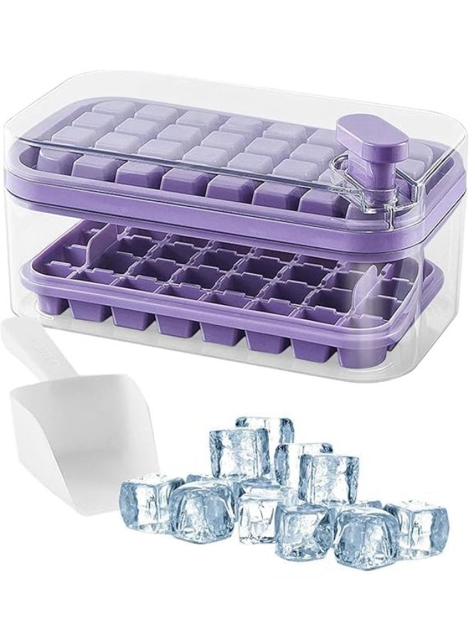 Transparent Ice Box with Lid + Scoop - Practical Ice Box with Cubes for Juices and Water - 2-Tier AR (Purple) - Image 3