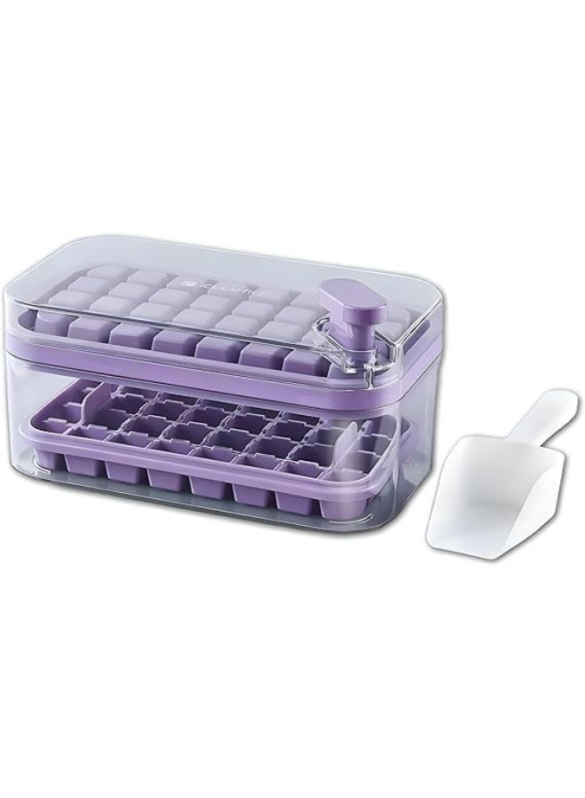 Transparent Ice Box with Lid + Scoop - Practical Ice Box with Cubes for Juices and Water - 2-Tier AR (Purple) - Image 5