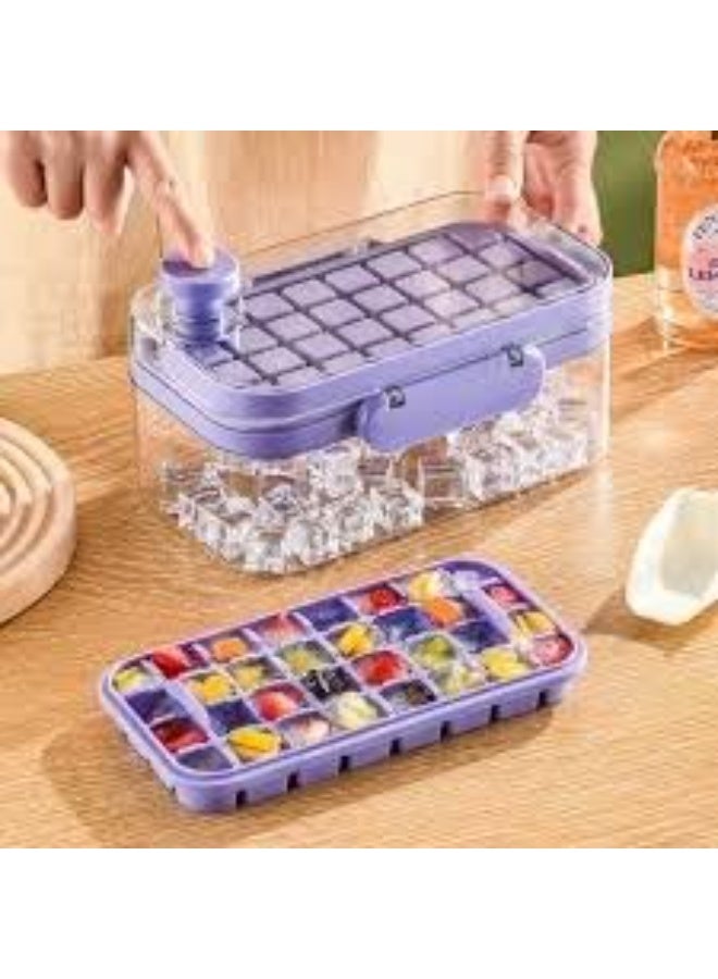 Transparent Ice Box with Lid + Scoop - Practical Ice Box with Cubes for Juices and Water - 2-Tier AR (Purple) - Image 2