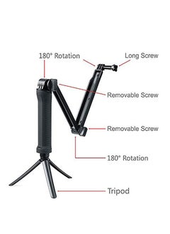KASTWAVE 3 Way Tripod for Go Pro Hero 10/9/8/7/6/5/4/3/2/1 Series and other Action Cameras, Detachable Extendable Selfie Stick Pole with Hand Grip Stand  - Image 3