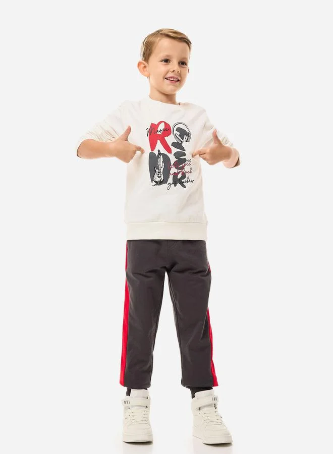 victor and jane Graphic Print Sweatshirt & Cuffed Joggers Set by Styli