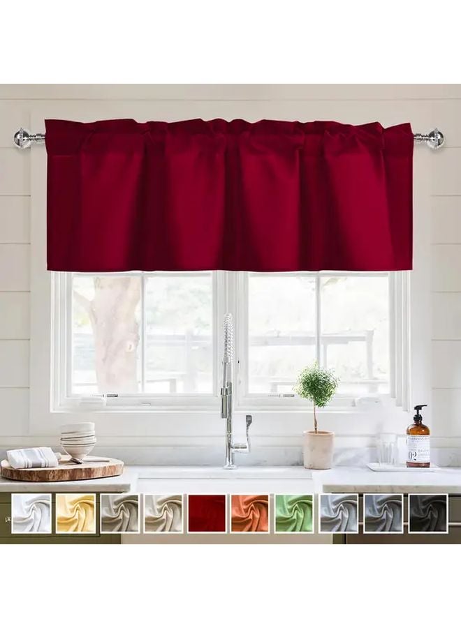 Red Rustic Polka Dot Sheer Curtain Light Filtering Rod Pocket Design 60W x 12L Polyester - Image 1