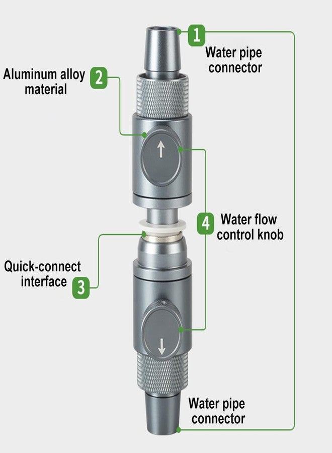 DONGKER Aquarium Double Tap Connector,Aluminum Alloy Quick Release Double Tap Valve with Water Flow Control Knob for Aquarium 12mm/16mm/20mm I.D. Water Pipe - Image 2