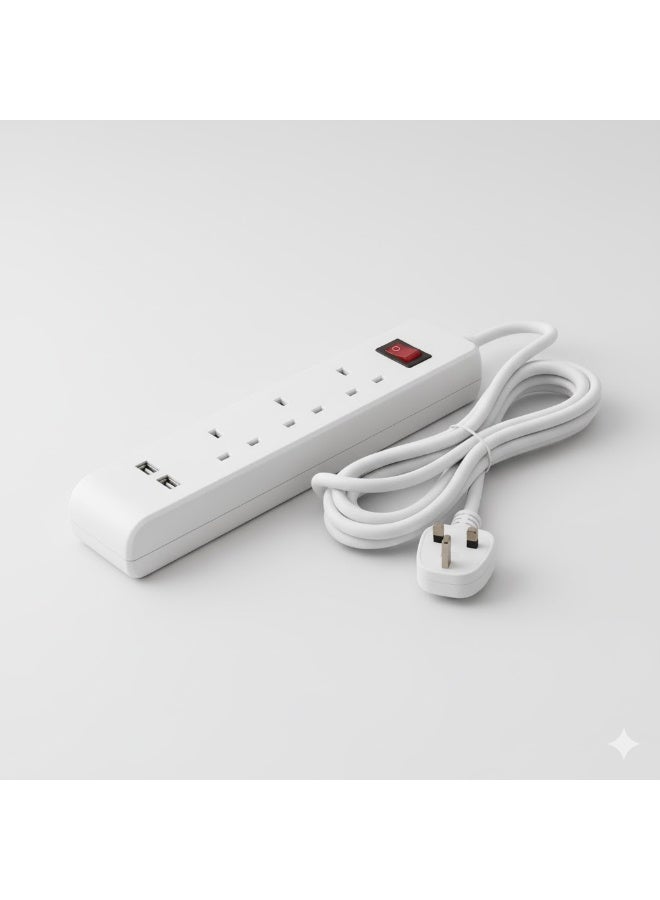 Hi Max 3-Meter Multiple Extension Cord Set – 3 Sockets with Individual Switches, USB Smart Charging Ports, Overload & Fire Protection, SASO Certified – 2990W High Power Capacity - Image 4