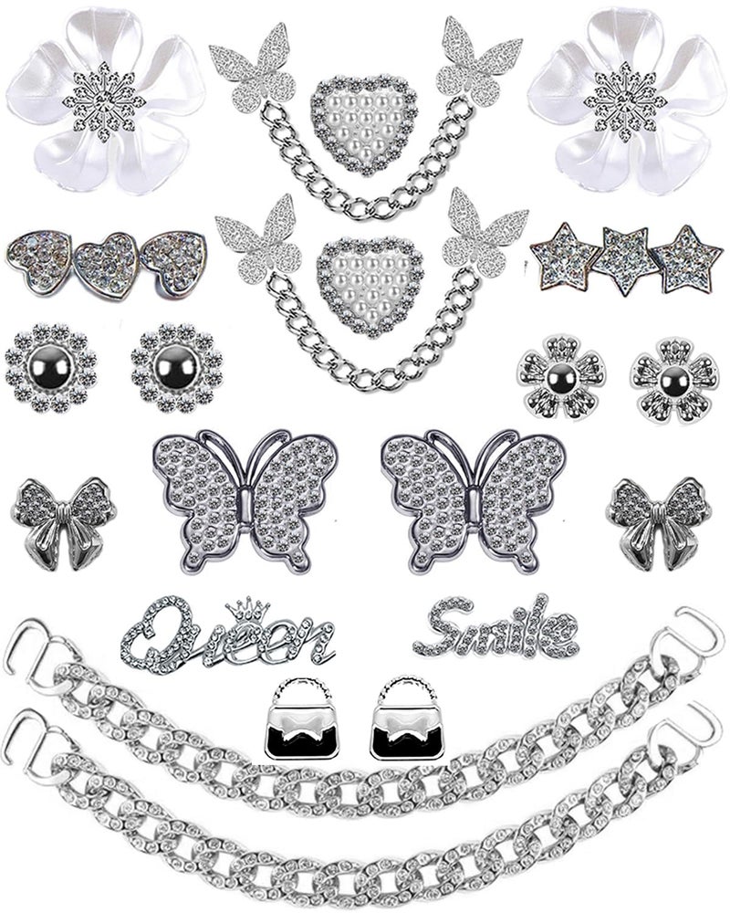 Putthipong 22Pcs Bling Shoe Charms Designer Rhinestones Bling Chain Shoes Accessories for Women Girls Jewelry DIY Shoe Accessories Decoration Party Favors - Image 1