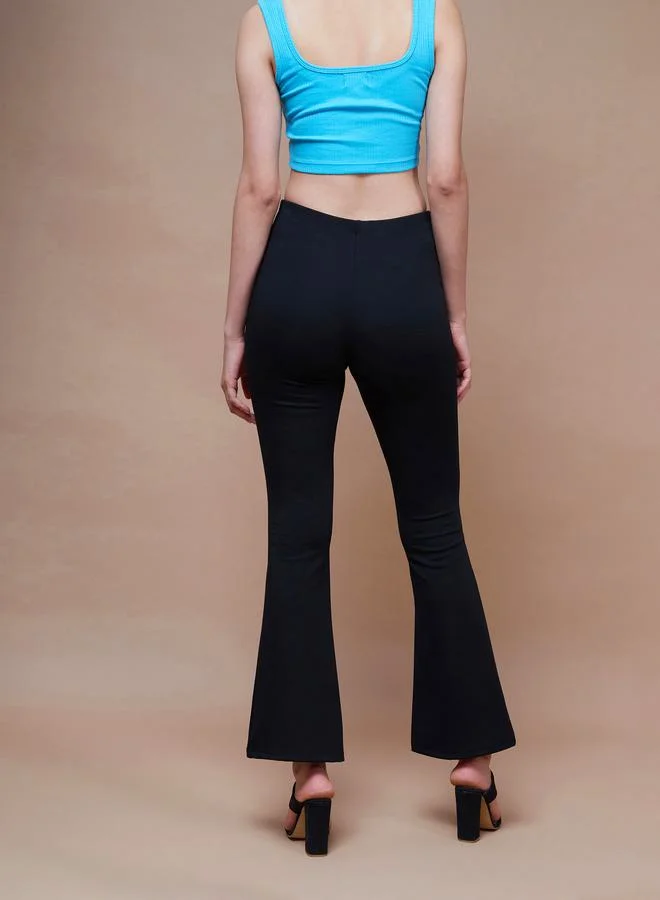 SASSAFRAS SASSAFRAS High Rise Front Dual Zip Detail Bell Bottom Pants