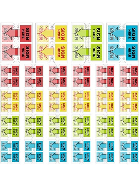 400Pcs/ 4Packs Sign Here Stickers Sign Date Labels Sign Here Sign Date Sign Stickers with Dispenser Arrow Flags Easy to Post for Office Note Books (Red, Yellow, Blue, Green)Sign Here Indicator Label Stickers Index Stickers Contract Document Classification Stickers Sticky Notes Fluorescent Arrow Sticky Ntes