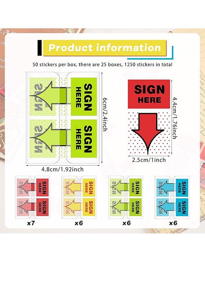Generic - 400Pcs/ 4Packs Sign Here Stickers Sign Date Labels Sign Here Sign Date Sign Stickers with Dispenser Arrow Flags Easy to Post for Office Note Books (Red, Yellow, Blue, Green)Sign Here Indicator Label Stickers Index Stickers Contract Document Classification Stickers Sticky Notes Fluorescent Arrow Sticky Ntes - Image 1