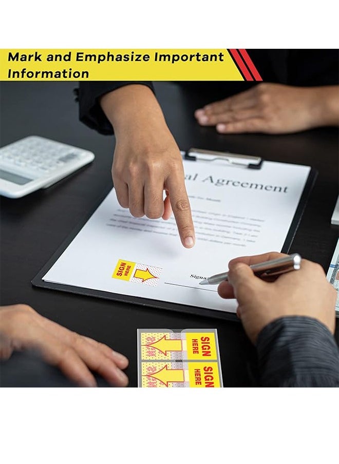 Generic - 400Pcs/ 4Packs Sign Here Stickers Sign Date Labels Sign Here Sign Date Sign Stickers with Dispenser Arrow Flags Easy to Post for Office Note Books (Red, Yellow, Blue, Green)Sign Here Indicator Label Stickers Index Stickers Contract Document Classification Stickers Sticky Notes Fluorescent Arrow Sticky Ntes - Image 1