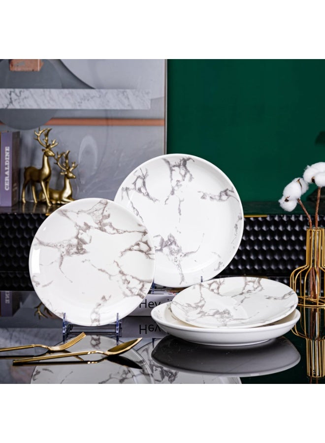 GOLD MANTIS Elegant Marble Design Ceramic Dinnerware Set - Includes 4x 10.2-Inch Plates, 4x 9-Inch Plates, 4x 5.5-Inch Bowls | Microwave & Dishwasher Safe | Durable and Stylish Tableware Set for Home & Kitchen - Image 3