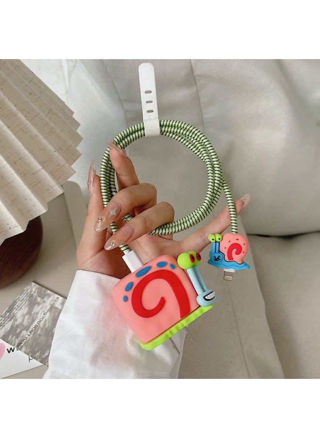 Generic - The Four-piece Charger Protective Cover Is Suitable For Iphone 15 Fast Charging Head Protective Cover 18W/20W Charger-Specifications:90. Mary (four-piece Set) Size Head 1.4 Meters Around The Game Console Handle Black (four-piece Set) Size Head 1.4 Meters Around The Rope Tie - Image 1
