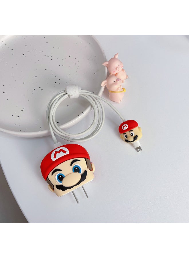 Generic - The Four-piece Charger Protective Cover Is Suitable For Iphone 15 Fast Charging Head Protective Cover 18W/20W Charger-Specifications:90. Mary (four-piece Set) Size Head 1.4 Meters Around The Game Console Handle Black (four-piece Set) Size Head 1.4 Meters Around The Rope Tie - Image 1