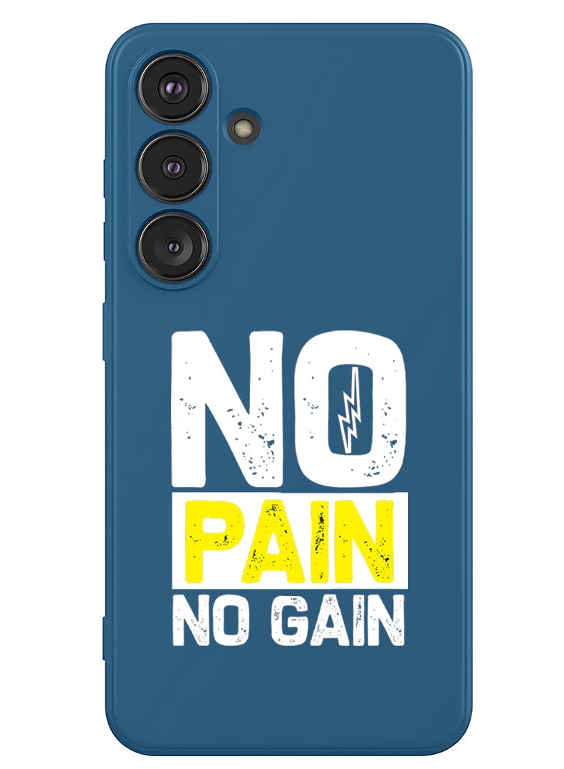 Theodor Protective Slim Fit Case Liquid Silicone Cover with Full Body Protection Anti-Scratch Shockproof Case For Samsung Galaxy S25 Plus (Blue) - No pain No gain - White - Image 1