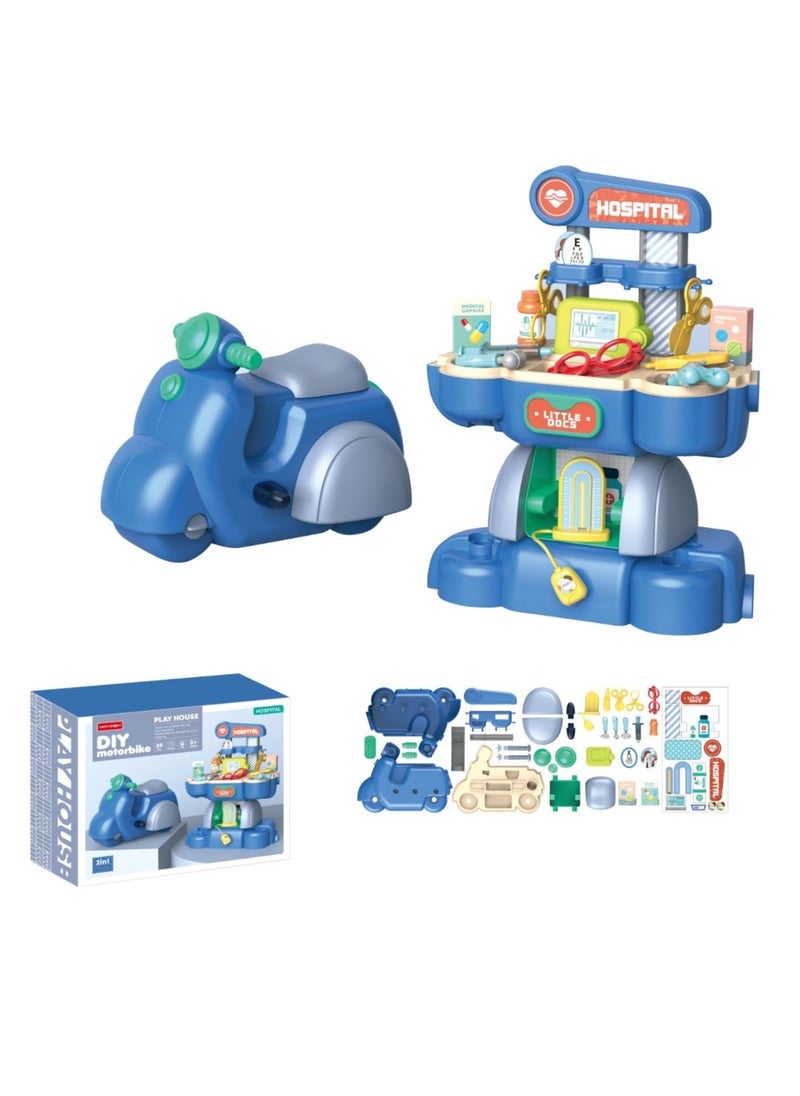 FAMILY - Motorbike Play House Hospital 2in1  39PCS 18-2151748 - Image 1