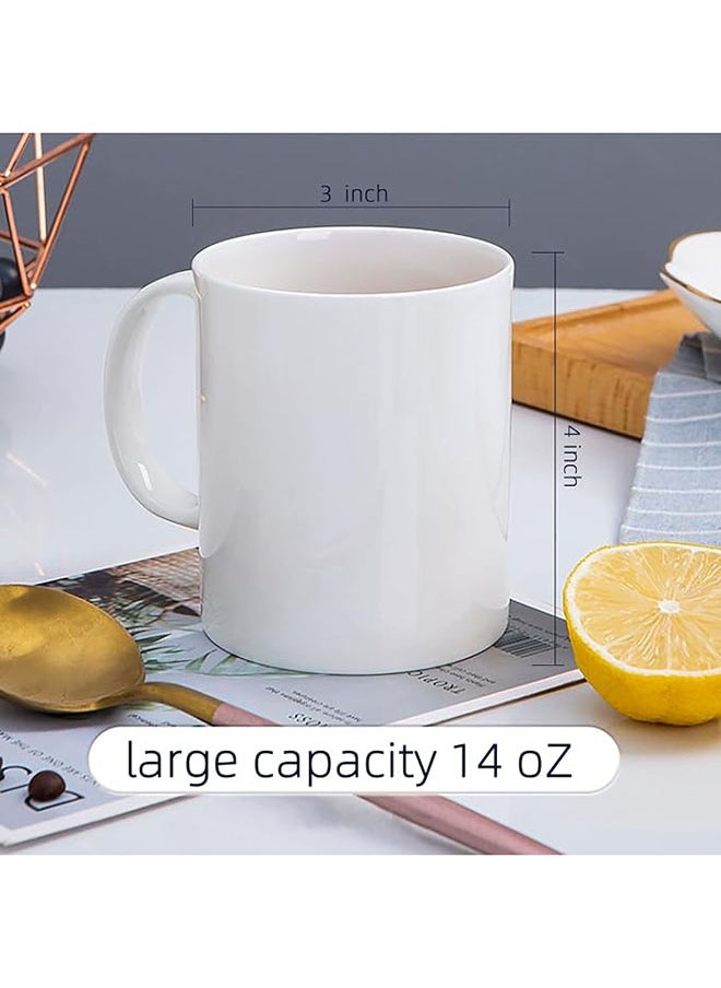 Generic - 4 Piece Large and Lightweight Espresso Cups Porcelain Coffee Mugs for Latte Cappuccino Mocha Cocoa, 14oz Porcelain Tea Cups with Handles - Image 1