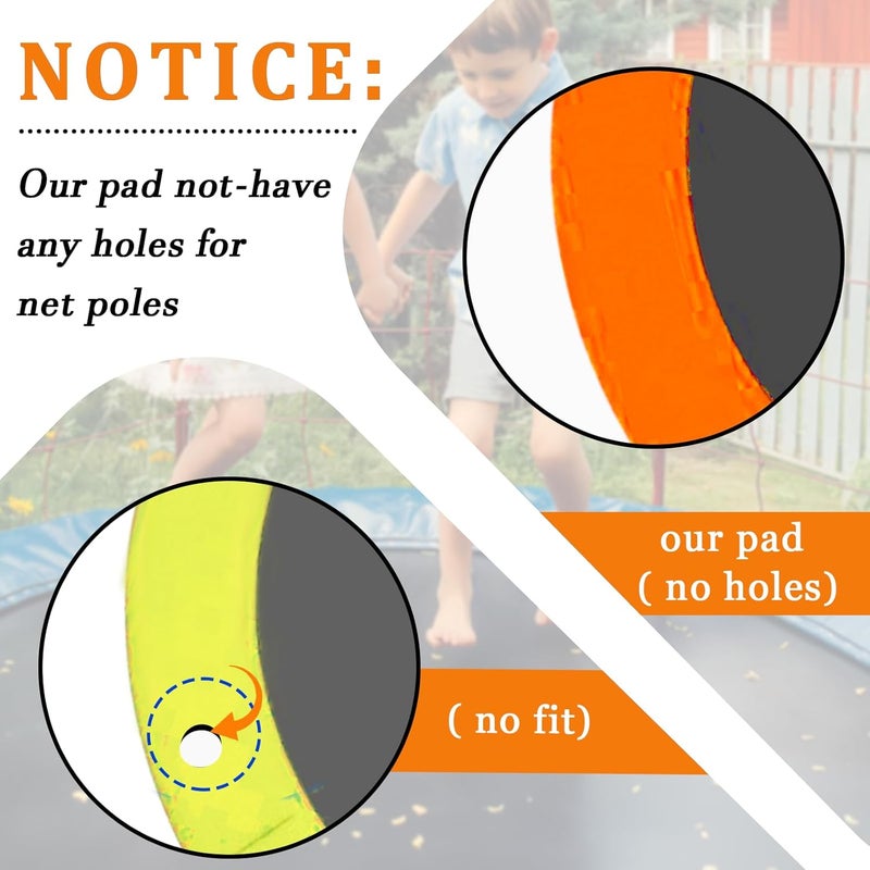 LOYNYE 12FT 14FT 15FT Trampoline Pad Replacement Upgraded Trampoline Spring Cover, 16FT Foam Trampoline Safety Padding Round, Waterproof Tear-Resistant, No Holes for Pole - Image 5