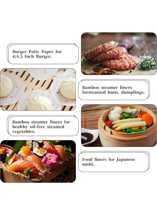 200 قطعة صغيرة الخيزران باخرة بطانات 4in على البخار كعكة ورقة غير لاصقة مصغرة بخار ورقة للكعك الزلابية - Image 4