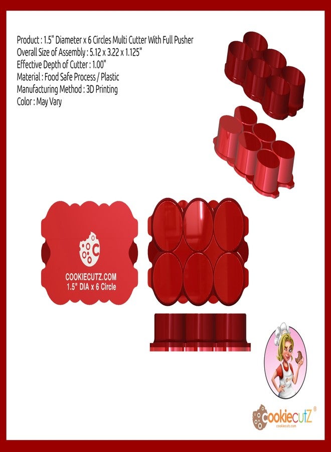 Cookie Cutz 1.50" Diameter x 6 Circles Multi Cutter With Full Pusher - Image 2