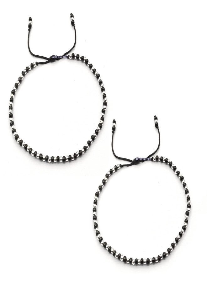 ARTIFICIAL TREE German Silver Nazariya Black Thread Adjustable Anklets for Women and Girls | Nazar Battu | (AT ANK 066) - Image 1