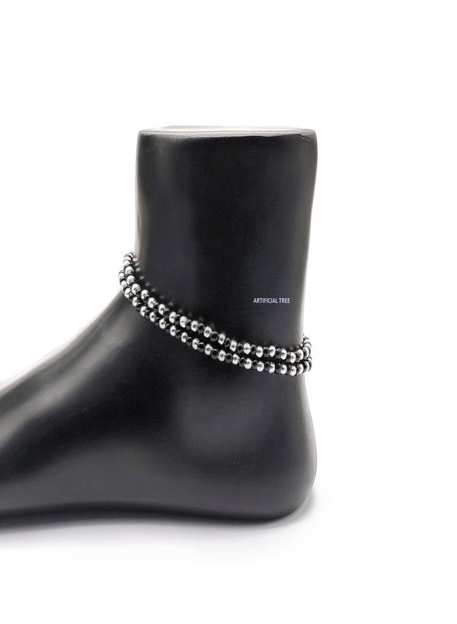 ARTIFICIAL TREE German Silver Nazariya Black Thread Adjustable Anklets for Women and Girls | Nazar Battu | (AT ANK 066) - Image 3