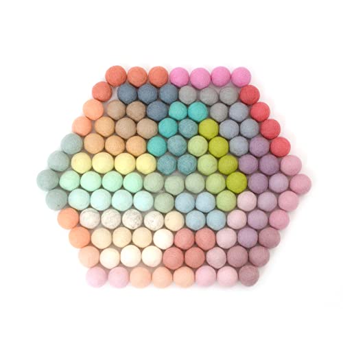 Glaciart One Felt Pom Poms Wool Felt Balls 120 Pieces 2 cm  08 Inch Handmade Felted 30 Pastel Colors Green Pink Blue Yellow and More Bulk Small Puff for Felting and Garland