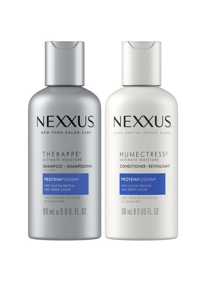 Nexxus Therappe Shampoo and Humectress Conditioner, Travel-Size - Ultimate Moisture for Dry Hair with Elastin Protein and Green Caviar, 3 Oz Ea - Image 1