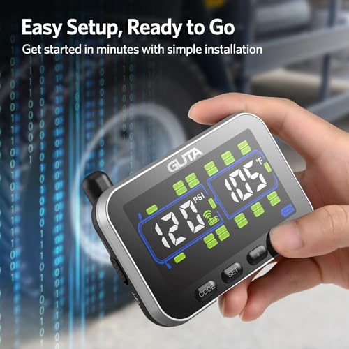 GUTA Trailer Tire Pressure Monitoring System, RV Tire Pressure Monitor with 10 Sensors, 6 Alert Modes, Signal Booster, Large Color Display, Long Sensing Distance, 0-188PSI TPMS for RV Trailer Semi - Image 5
