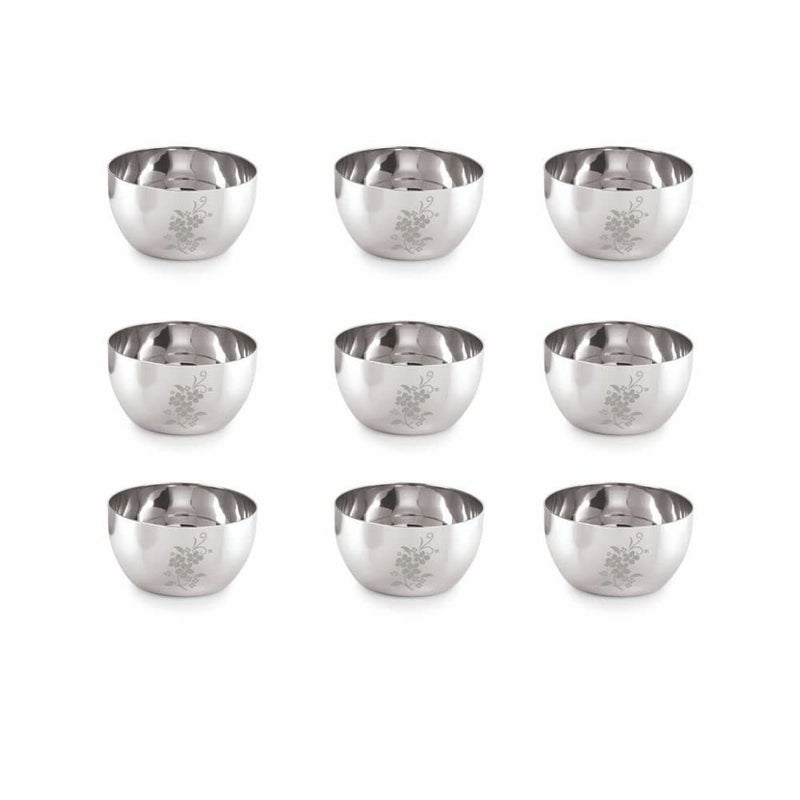 neelam Stainless Steel 5, 18 Gauge Lazer Etching JK 150 ml Vati, Set of 6, Dinner Bowl Katori Serving Vati, Durable Quality, Elegant, Perfect for Serving Snacks, Desserts, and Condiments - Image 2