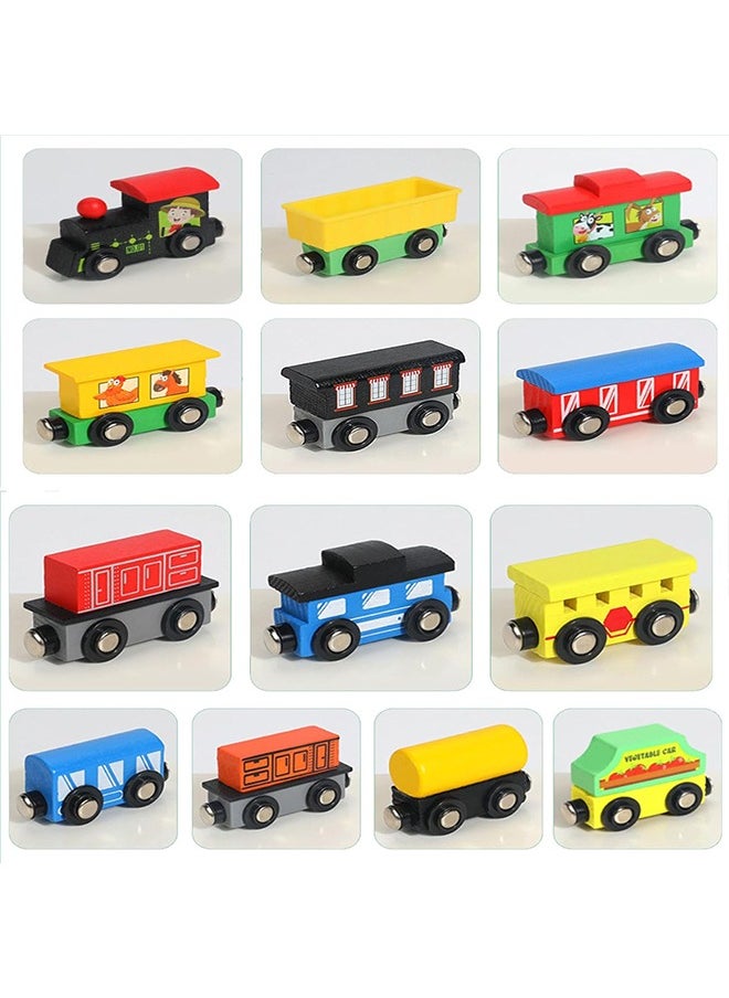 Beauenty - 13 Piece Wooden Magnetic Train Set  Includes Storage Box And Carriage Train Toy Magnetic Track Accessory Set for Toddlers Boys and Girls Wooden Magnetic Train Set Toy Train Set (colorful) - Image 1