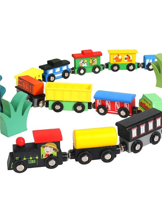 Beauenty - 13 Piece Wooden Magnetic Train Set  Includes Storage Box And Carriage Train Toy Magnetic Track Accessory Set for Toddlers Boys and Girls Wooden Magnetic Train Set Toy Train Set (colorful) - Image 1
