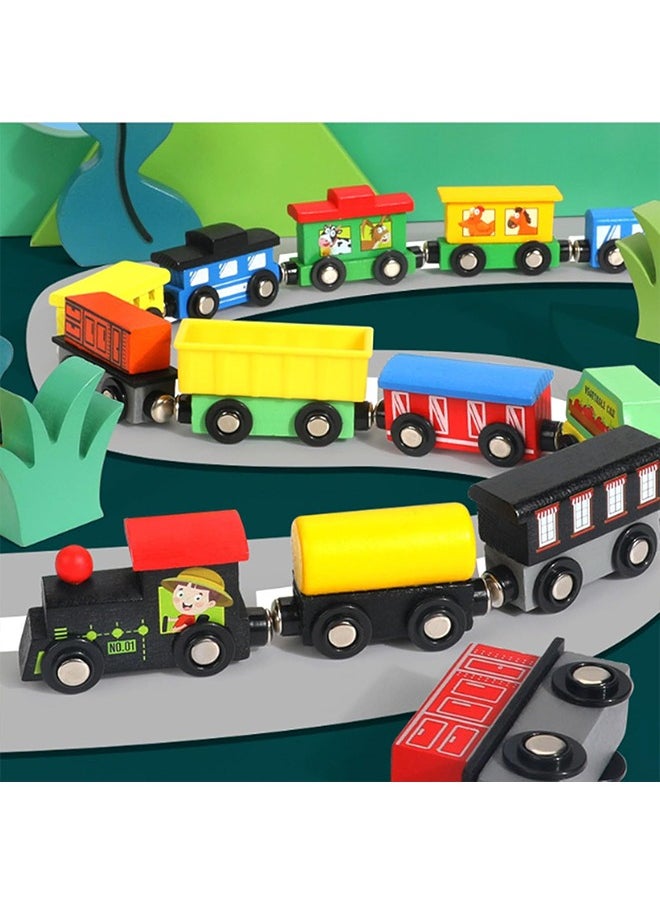 Beauenty - 13 Piece Wooden Magnetic Train Set  Includes Storage Box And Carriage Train Toy Magnetic Track Accessory Set for Toddlers Boys and Girls Wooden Magnetic Train Set Toy Train Set (colorful) - Image 1