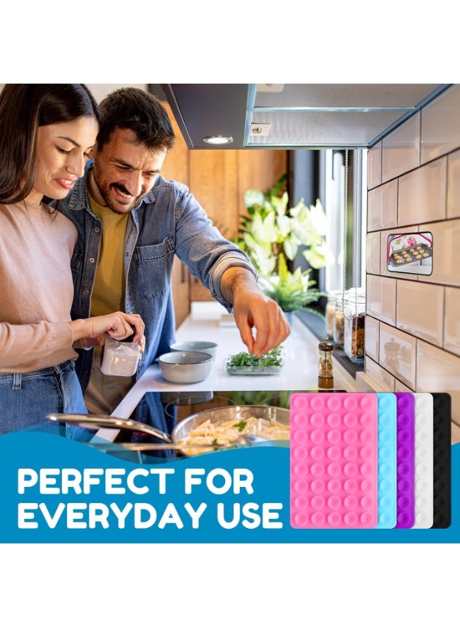 مجموعة من 6 حوامل هاتف سيليكونية لاصقة، حامل هاتف مزدوج الجوانب مزود بكوب شفط، ملحق هاتف محمول مضاد للانزلاق لمقاطع الفيديو والصور الذاتية ومكالمات الفيديو (أبيض، أسود، أحمر، أصفر، أزرق، أخضر) - Image 4