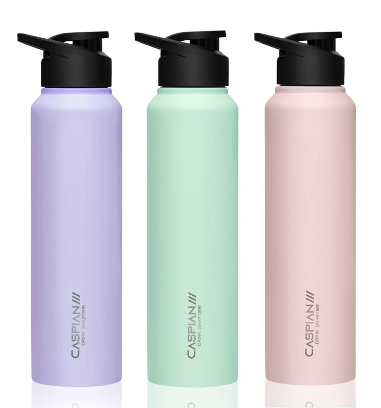 CASPIAN /// HIke ISI Certified Stainless Steel Water Bottle 1ltr. (Multi-colour, 1 Litre, Set of 3) | Leak Proof Sipper for Fridge Home Office Travel School Kids Boys Girls Adults Sports Gym| BPA Free - Image 1