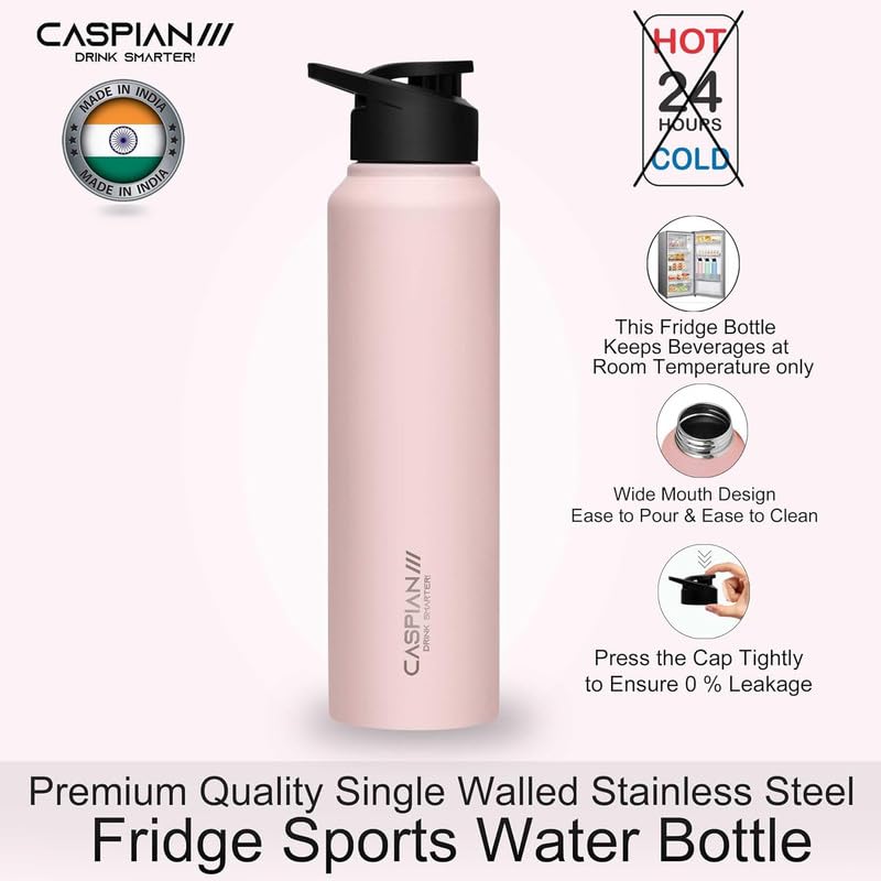 CASPIAN /// HIke ISI Certified Stainless Steel Water Bottle 1ltr. (Multi-colour, 1 Litre, Set of 3) | Leak Proof Sipper for Fridge Home Office Travel School Kids Boys Girls Adults Sports Gym| BPA Free - Image 4