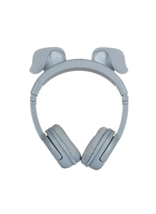 BuddyPhones PlayEars+ Bluetooth Wireless Headset - Superb Sound & Playful Animal Ears Design - Dog - Gray