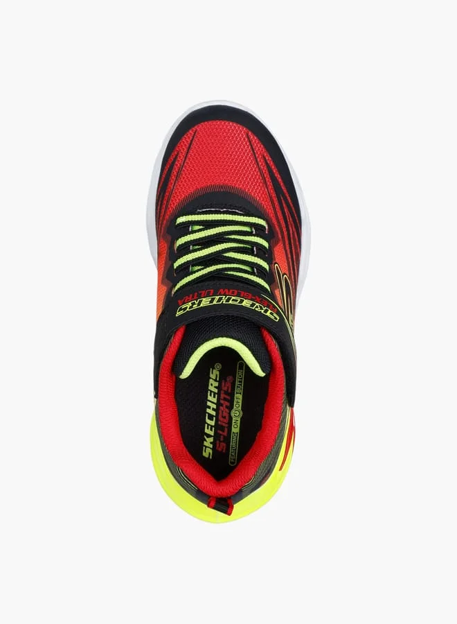SKECHERS Boys' Printed Light-Up Sneakers with Hook and Loop Closure - FLEXGLOW ULTRA