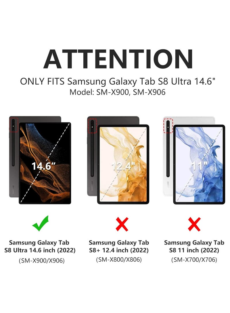 ELTRAZONE ELTERAZONE Keyboard Case for Samsung Galaxy Tab S8 Ultra 14.6 inch 2022, Magnetically Detachable Bluetooth Keyboard, Slim Lightweight Stand Cover with S Pen Holder, Auto Sleep/Wake, SM-X900/X906,Black - Image 2