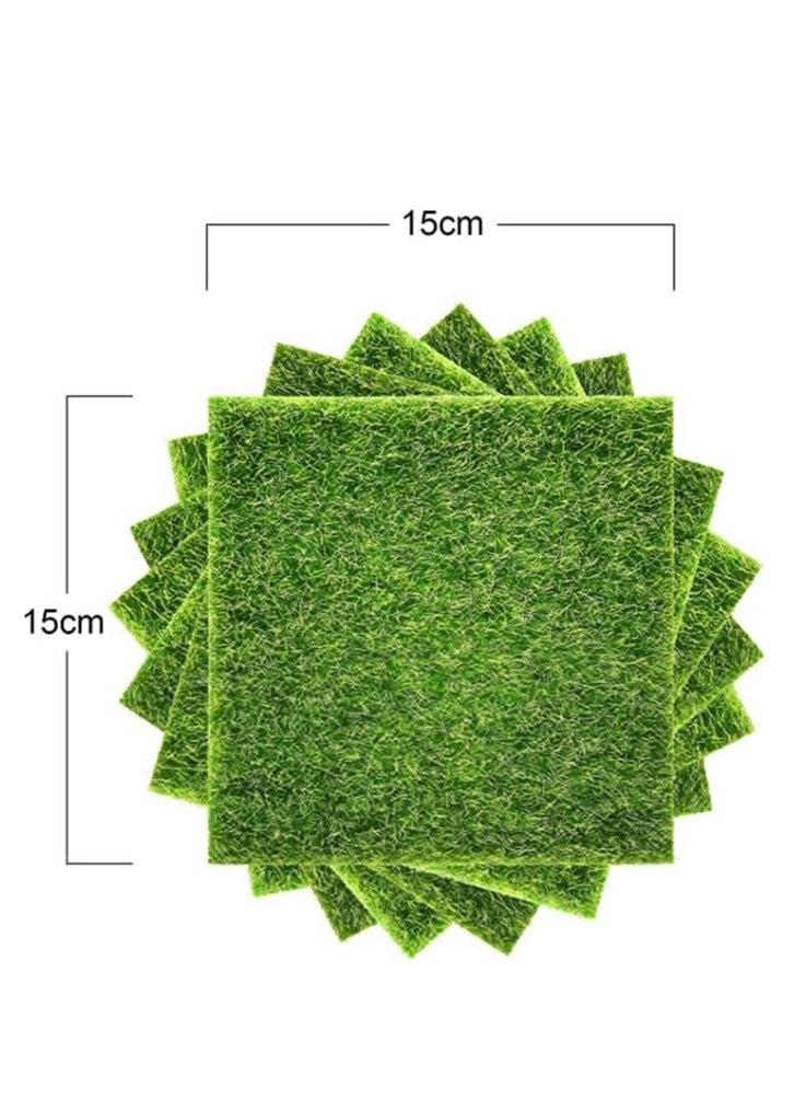 Fairy Garden Grass Artificial Garden Grass, 6 x 6 Inches Miniature Life-Like Fairy Artificial Craft Grass for Dollhouse Ornament Micro Landscape Artificial Moss Grass DIY Grass Decoration 6 Pack - Image 2