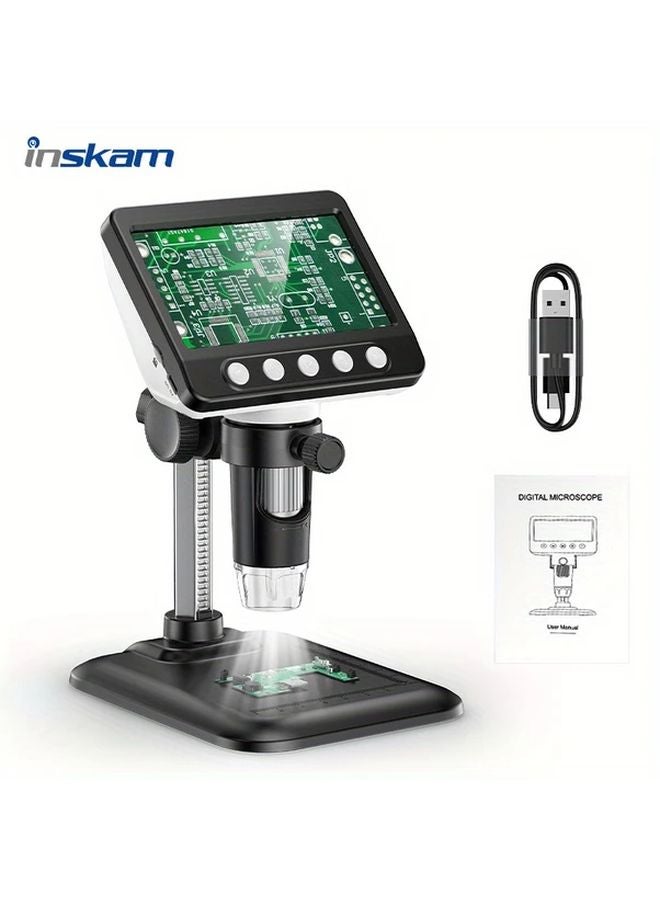 Black 4 3 Inch HD Digital Microscope 1000X Magnification 8 LED Light PC Compatible - Image 3