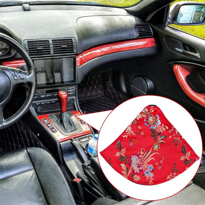 cheekyglo utomoile Shift Kno Dust Cover,Chinese Elements Fric Car Shifter Shift oot Kno Cover Fit for Mnul/utomtic Car Red Flower-Red Flower - Image 3
