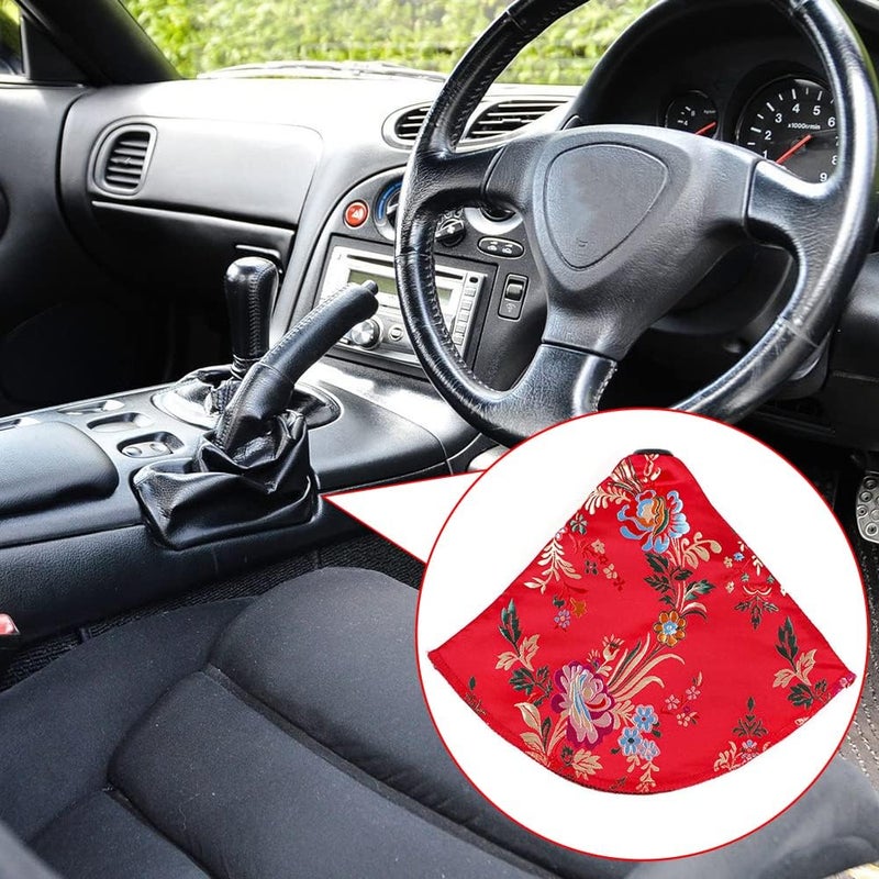 cheekyglo utomoile Shift Kno Dust Cover,Chinese Elements Fric Car Shifter Shift oot Kno Cover Fit for Mnul/utomtic Car Red Flower-Red Flower - Image 2